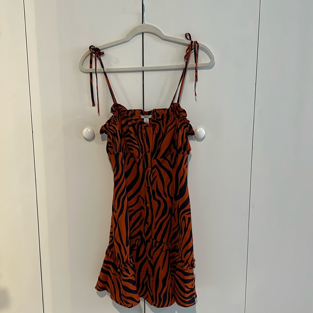 Orange and dark blue zebra print dress. Good condition worn once.